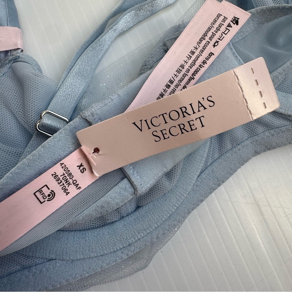 Victoria's Secret twinkle cameo Light Blue Tulle Bralette size XS baby blue - Picture 7 of 11